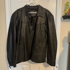 Men’s genuine leather biker shirt XXL